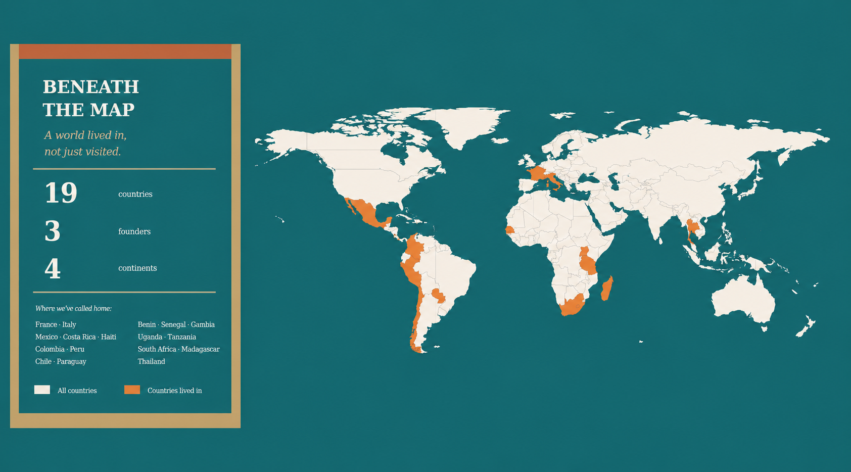 Where we've lived and worked map